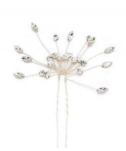 Crystal Accent Wired Bridal Hair Stick  HM300099 SILVER